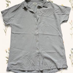 Rhythm Classics Light Grey Rayon-Linen Oversized Mini Shirt Dress - US 4